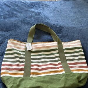 Striped Green Tote Bag